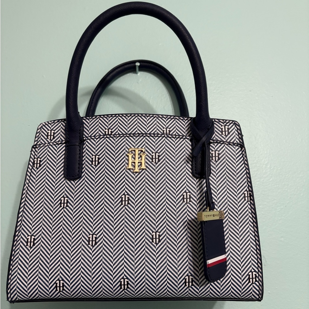 Tommy Hilfiger Navy Blue and White Women's Bag